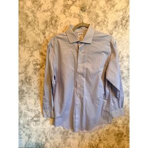 Brooks Brothers Regular Fit 15½-2/3 Non-Iron Cotton Blue Pink Stripe Dress Shirt